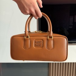 미우 미우 Miu Miu 5BB148-2 Arcadie 가죽 백 Cognac 27cm
