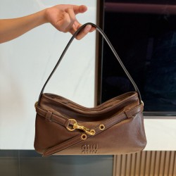미우 미우 Miu Miu 5BC182 Aventure 아방뛰르 나파 가죽 백 Briarwood 33cm