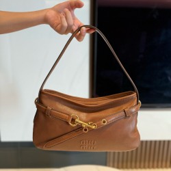 미우 미우 Miu Miu 5BC182 Aventure 아방뛰르 나파 가죽 백 Oak 33cm