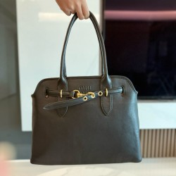 미우 미우 Miu Miu 5BG291 Aventure 나파 가죽 백 Black 31cm