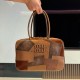 미우 미우 Miu Miu 5BB117-3 Leather Patchwork Beau Bag Cognac 34cm
