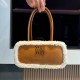 미우 미우 Miu Miu 5BB147 Beau Shearling Top-Handle Bag Cognac Natural 28cm