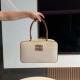 미우 미우 Miu Miu 5BB163 Beau 캔버스 및 가죽 보 백 Beige and Brandy 34cm