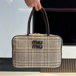 미우 미우 Miu Miu 5BB163 Beau Tartan Top Handle Bag 34cm