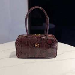 미우 미우 Miu Miu 5BB172 Beau 파이톤 프린트 에이어스 가죽 백 Tobacco 30cm