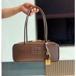 미우 미우 Miu Miu 5BB173 Beau 가죽 보 백 Briarwood 28cm