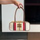 미우 미우 Miu Miu 5BB173 Canvas and Leather Beau Bag Beige Dark Brown 28cm