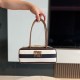미우 미우 Miu Miu 5BB173 Canvas and Leather Beau Bag Blue Beige 28cm
