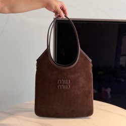 미우 미우 Miu Miu 5BG231 Ivy 코듀로이 백 Dark Brown 35cm