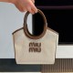미우 미우 Miu Miu 5BG288 Ivy canvas bag Beige Brandy 22cm