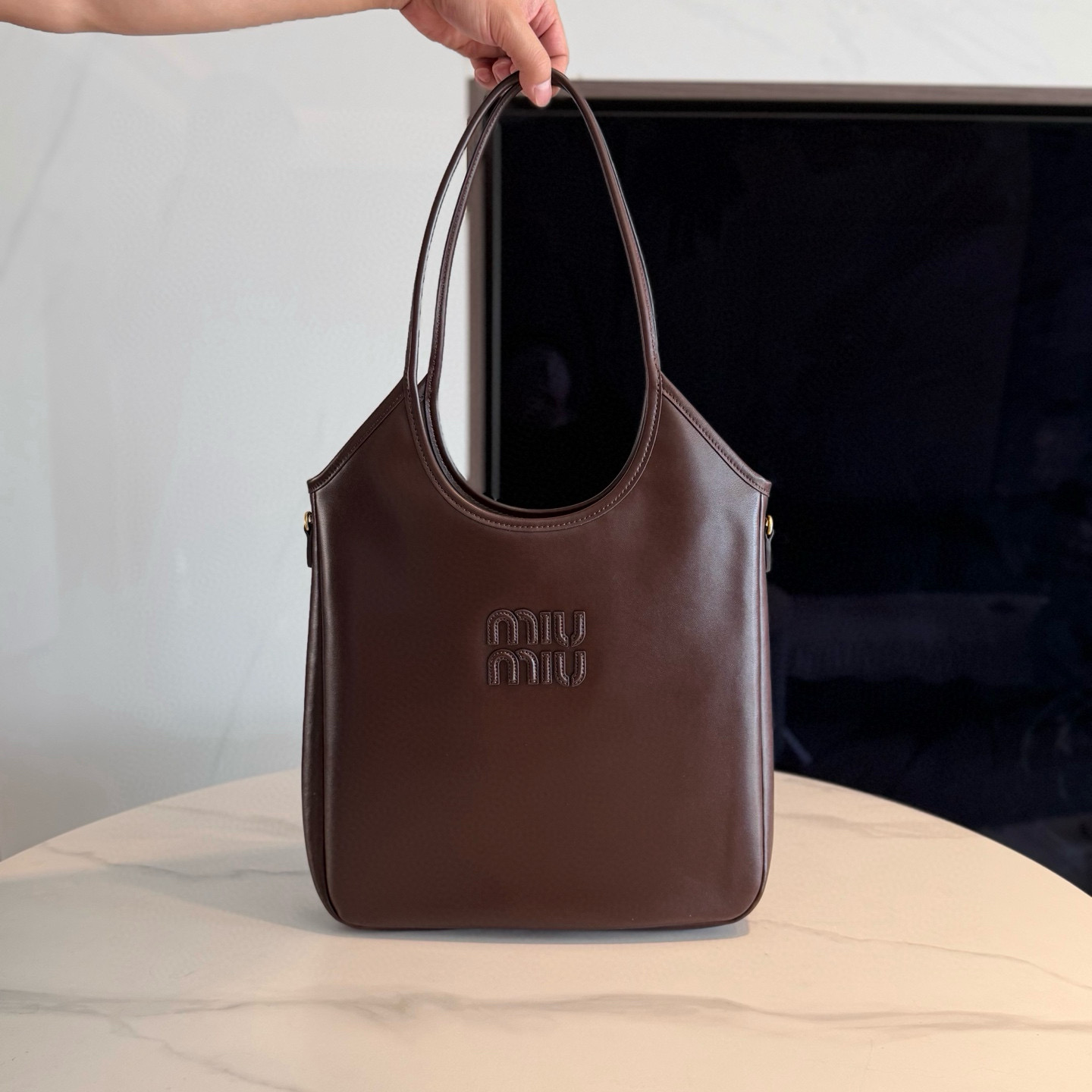 미우 미우 Miu Miu 5BG311 Ivy 가죽 백 Briarwood 33cm