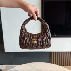 미우 미우 Miu Miu 5BC125 Wander 마테라쎄 나파 가죽 호보 백 Burgundy 20cm