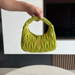 미우 미우 Miu Miu 5BC125 Wander 마테라쎄 스웨이드 백 Green 20cm