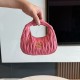 미우 미우 Miu Miu 5BP078 Wander 마테라쎄 나파 가죽 호보 미니 백 Pink 17.5cm