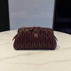 미우 미우 Miu Miu 5BF130 Caprice matelassé nappa leather clutch Burgundy 28cm