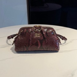 미우 미우 Miu Miu 5BF131 Caprice  파이톤 프린트 에이어스 가죽 클러치 Tobacco 24cm