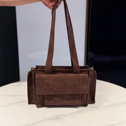 미우 미우 Miu Miu 5BG335 Utilitaire 스웨이드 백 Dark Brown 28cm