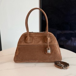미우 미우 Miu Miu 5BB196 Vivant 스웨이드 백 Cocoa Brown 40cm