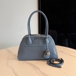 미우 미우 Miu Miu 5BB199 Vivant Nappa 가죽 백 Blue 32cm