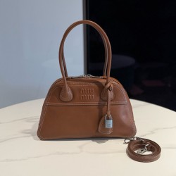 미우 미우 Miu Miu 5BB199 Vivant Nappa 가죽 백 Cognac 32cm