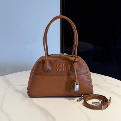 미우 미우 Miu Miu 5BB199 Vivant 가죽 백 Cognac 32cm