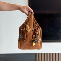 미우 미우 Miu Miu 5BA295 Suede Bag with Trick Oak 24cm