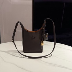 미우 미우 Miu Miu 5BE099 Leather Bucket Bag Dark Brown 22.5cm