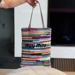 미우 미우 Miu Miu 5BG228 크로셰 토트백 Multicolored 32cm