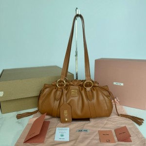 미우 미우 Miu Miu 5BG306 Joie Nappa Leather Small Bag Cognac 32cm