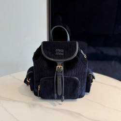 미우 미우 Miu Miu 5BZ042  코듀로이 백팩 Black 25cm