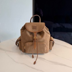 미우 미우 Miu Miu 5BZ042  코듀로이 백팩 Olive Green 25cm