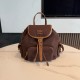 미우 미우 Miu Miu 5BZ042 캔버스 및 가죽 백팩 Cocoa Brown Brandy 25cm