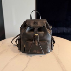 미우 미우 Miu Miu 5BZ042 가죽 백팩 Coffee 25cm