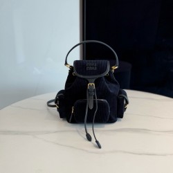미우 미우 Miu Miu 5BZ043  코듀로이 백팩 Black 18cm