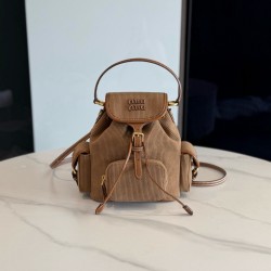 미우 미우 Miu Miu 5BZ043  코듀로이 백팩 Olive Green 18cm