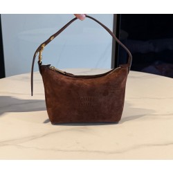 미우 미우 Miu Miu 5NE841스웨이드 파우치 Dark Brown 19cm