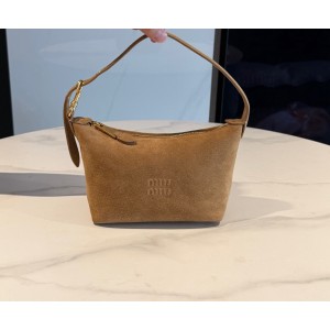 미우 미우 Miu Miu 5NE841스웨이드 파우치 Olive Green 19cm