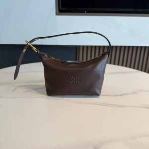 미우 미우 Miu Miu 5NE841 나파 가죽 파우치 Briarwood 18.5cm