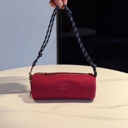 미우 미우 Miu Miu 5NE851 개버딘 파우치 Cherry and Baltic Blue 22cm