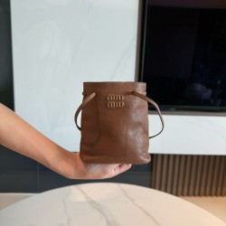 미우 미우 Miu Miu 5NF460 Nappa Leather Mini Bag Oak 14cm