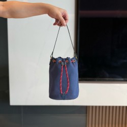 미우 미우 Miu Miu 5NR038 Gabardine Pouch Indigo Amaranth 16cm