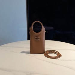 미우 미우 Miu Miu 5ZT08M 가죽 스마트폰 케이스 Cognac 12.5cm