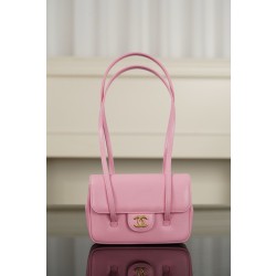 샤넬 Chanel 26P AP5068 Clutch with Leather Strap Grained Pink 17cm