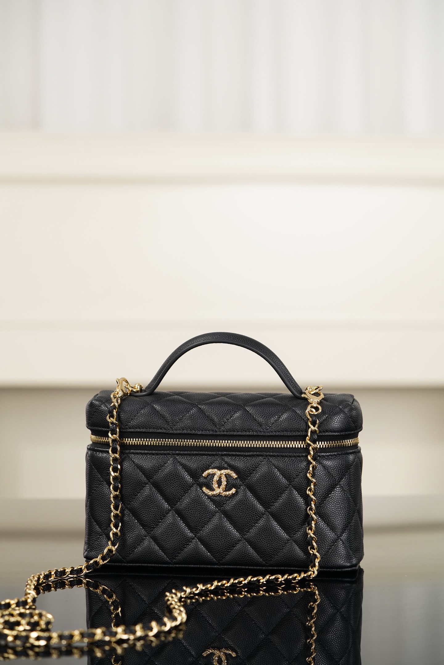 샤넬 CHANEL 26P LP Long Vanity with chain Black 19.5cm