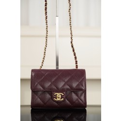 샤넬 Chanel 26c Mini Flap Bag Wine red 19cm