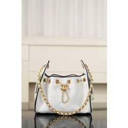 샤넬 Chanel 26P AS5631 25 Mini Handbag Braided Raffia&White 20cm