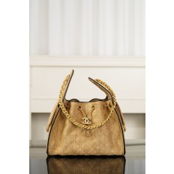 샤넬 CHANEL 25c AS5293 25Small Handbag Braided Raffia&Apricot 26cm