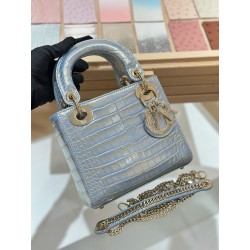 디올 Dior Alligator Lady Light blue 17cm
