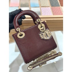 디올 Dior Mini Lady Bag Wine red 17cm