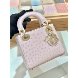 디올 Dior  Mini Lady Bag ostrich Pink 17cm